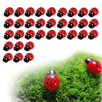 50Pcs DIY Dollhouse Miniatures Ladybug Statue Figurines Fairy Garden Bonsai Landscape Decoration