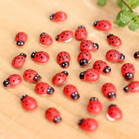 50Pcs DIY Dollhouse Miniatures Ladybug Statue Figurines Fairy Garden Bonsai Landscape Decoration