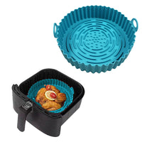 Reusable Air Fryer Silicone Pot Air Fryer Basket Liners Baking Tray Blue