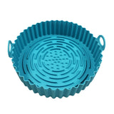 2Pcs Reusable Air Fryer Silicone Pot Air Fryer Basket Liners Baking Trays Blue and Pink