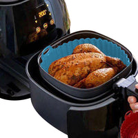 Reusable Air Fryer Silicone Pot Air Fryer Basket Liners Baking Tray Blue