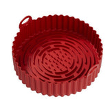 Reusable Air Fryer Silicone Pot Air Fryer Basket Liners Baking Tray Red