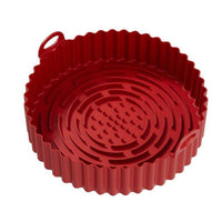 2Pcs Reusable Air Fryer Silicone Pot Air Fryer Basket Liners Baking Trays Red and Blue