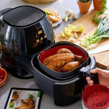 Reusable Air Fryer Silicone Pot Air Fryer Basket Liners Baking Tray Red