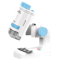 80X-200X Magnifying Mini Microscope with Base Kids Science Toy Educational Microscope Blue