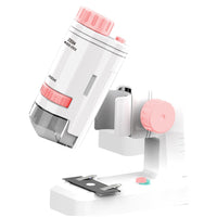 80X-200X Magnifying Mini Microscope with Base Kids Science Toy Educational Microscope Pink