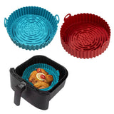 2Pcs Reusable Air Fryer Silicone Pot Air Fryer Basket Liners Baking Trays Red and Blue