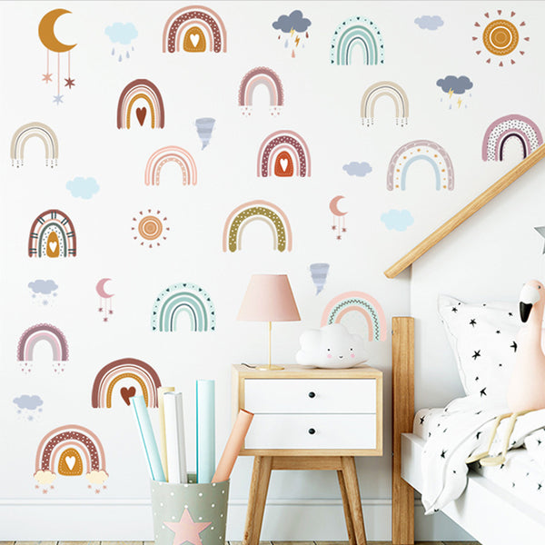 FancyGrab Rainbow Wall Decals Cloud Decals Watercolor Raindrop Wall Stickers Removable