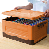 Foldable Stackable Plastic Storage Boxes Collapsible Storage Bins with Lids Orange