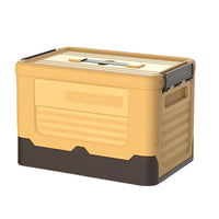 Foldable Stackable Plastic Storage Boxes Collapsible Storage Bins with Lids Yellow