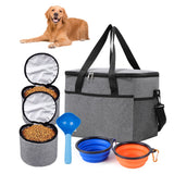 FancyGrab Set of 6Pcs Pet Travel Storage Bag Pet Accessories and Supplies Tote Bag Pet Cat Food Bag with 2 Collapsible Bowls