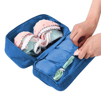 FancyGrab Portable Travel Underwear Bra Storage Bag Water Resistant Toiletry Bag Lingerie Socks Accessories Organizers Blue