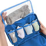 FancyGrab Portable Travel Underwear Bra Storage Bag Water Resistant Toiletry Bag Lingerie Socks Accessories Organizers Blue