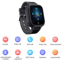 4G Kids Smart Watch Water-resistant Wifi GPS Locator Video SOS Children Phone Watch Gift Black