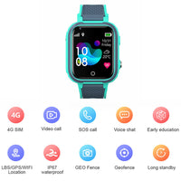 4G Kids Smart Watch Water-resistant Wifi GPS Locator Video SOS Children Phone Watch Gift Green