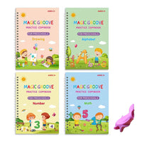 Kids Magic Handwriting Copybook Reusable Groove Practice Calligraphy Kit