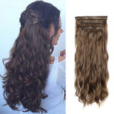 Set of 4Pcs Clip in Hair Extensions Natural Wavy Hair Extensions Long Wavy Hairpieces Style 4