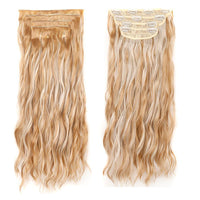 Set of 4Pcs Clip in Hair Extensions Natural Wavy Hair Extensions Long Wavy Hairpieces Style 5