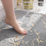 Marble Style Bathroom Rug Super Absorbent Microfiber Plush Non Slip Floor Mat 60x90cm Gray