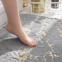 Marble Style Bathroom Rug Super Absorbent Microfiber Plush Non Slip Floor Mat 40x60cm Gray