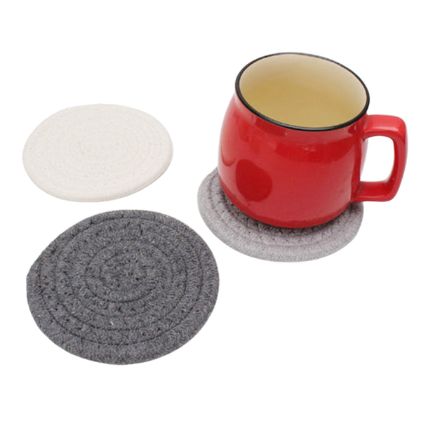 Set of 6Pcs Absorbent Drink Coasters Braided with Holders