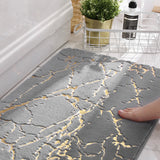 Marble Style Bathroom Rug Super Absorbent Microfiber Plush Non Slip Floor Mat 60x90cm Gray