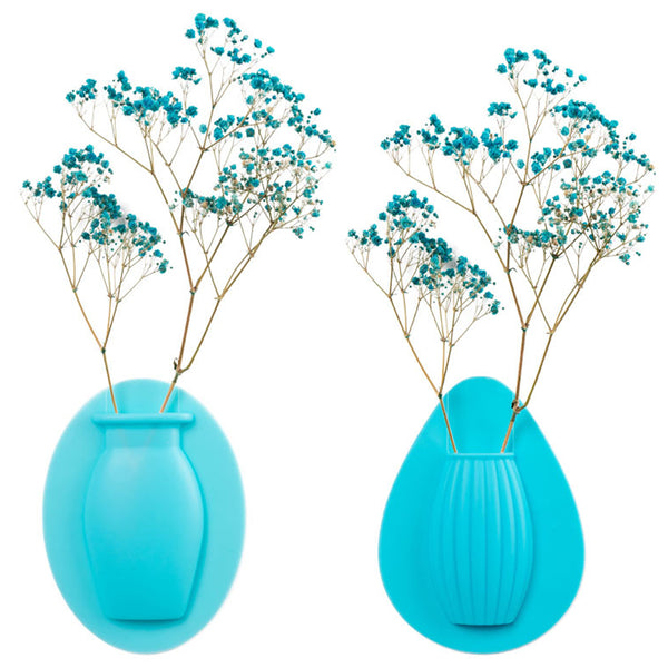 2Pcs 18.5 x 14cm Silicone Sticky Small Vases -Blue