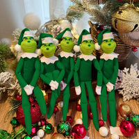 Christmas Grinch Doll Decorations Xmas Halloween Ornaments Pendant Plush Toy-Green