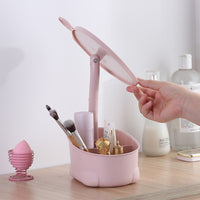 Makeup Mirror with Storage Pink