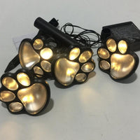 4pcs Set Solar Powered Paw Print Design Garden Lights-Warm White