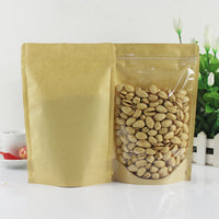 50Pcs Kraft Paper Food Bag Stand Up Pouch Front Clear Zip Seal Food Zipper Bags -Style 1