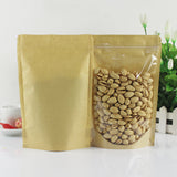 50Pcs Kraft Paper Food Bag Stand Up Pouch Front Clear Zip Seal Food Zipper Bags -Style 2