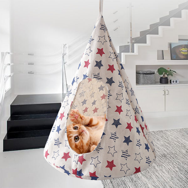 Pet Cat Tent Cone Hammock with Thick Mat Warm Cotton Cage Hanging Bed S-Star Style