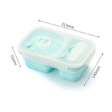 Collapsible Silicone Outdoor Lunch Box Leakproof Folding Food Storage Container Blue