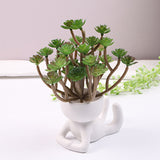 Imitation Human Shaped Ceramic Flowerpot Mini Plant Pot Legs Up Style White