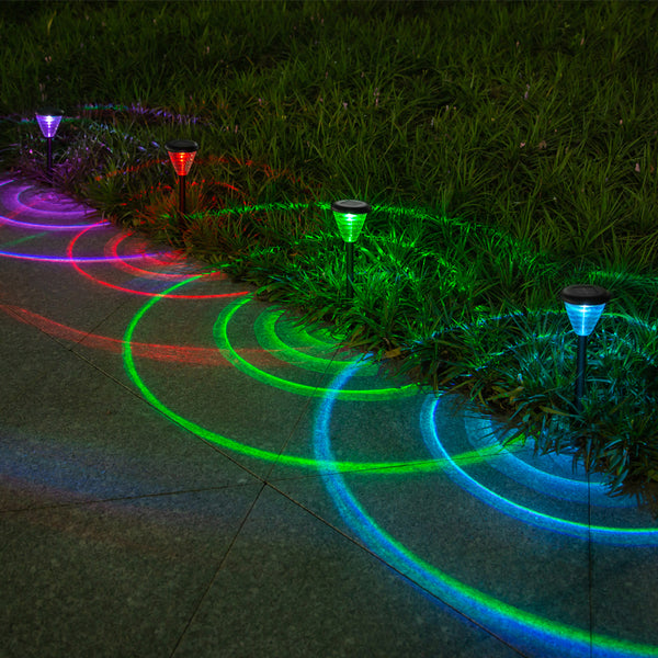 2Pcs Set Solar LED Lawn Light Outdoor Ground Garden Path Landscape Yard Colour Changing Lamp