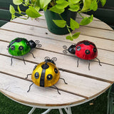 Set of 3Pcs Ladybug Garden Statue with Solar Lights Garden Backyard Lawn Decoration