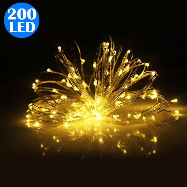 200LED Fairy Lights Battery Operated Copper Wire String Lights Remote Control Warm White