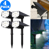 4 Pack 20 LEDs IP65 Waterproof Solar Powered Landscape Spotlights for Yard Garden Driveway Porch Walkway Pool Patio