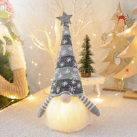 LED Christmas Glowing Plush Dwarf Doll Xmas Decor Grey