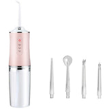 Electric Cordless Water Flosser with Four Nozzles Pink