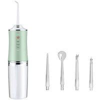 Electric Cordless Water Flosser with Four Nozzles Green