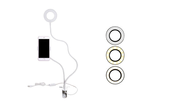 Adjustable USB LED Ring Clip light White