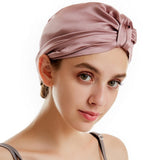 Women Silk Turban Tied Knot Fashion Pleated Turban Cap Beanie Headwrap Sleep Hat