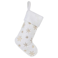 Sequin Embroidered Snowflake Christmas Stockings Xmas Hanging Ornaments Plush Xmas Candy Gift Bags Gold