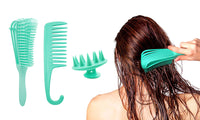 3-Pieces Detangling Hair Brushes Green