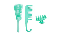 3-Pieces Detangling Hair Brushes Green