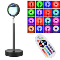 Remote Control RGB 16 Colours Sunset Rainbow Projection Lamp LED Projector Light Atmosphere Lamp USB Home Decoration Light