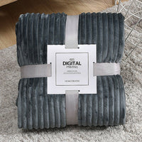 Winter Warm Chunky Fleece Ribbed Throw Luxurious Bedding Blanket for Sofa Couch Bed Dark Grey