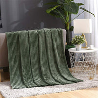 Winter Warm Chunky Fleece Ribbed Throw Luxurious Bedding Blanket for Sofa Couch Bed Green